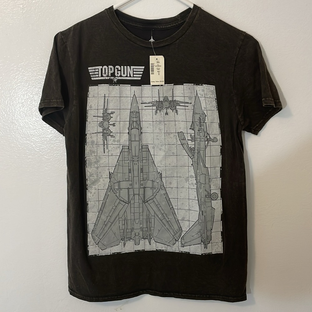Top Gun small black T Shirt NWT 100% cotton jet